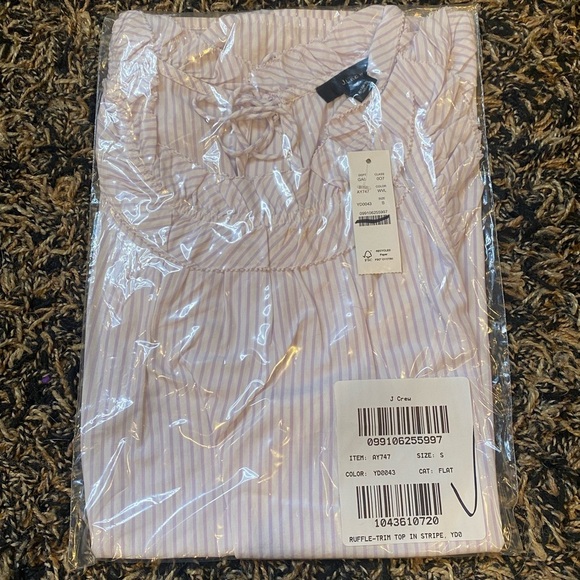 Ruffle-trim top in stripe pale lavender - Picture 3 of 3